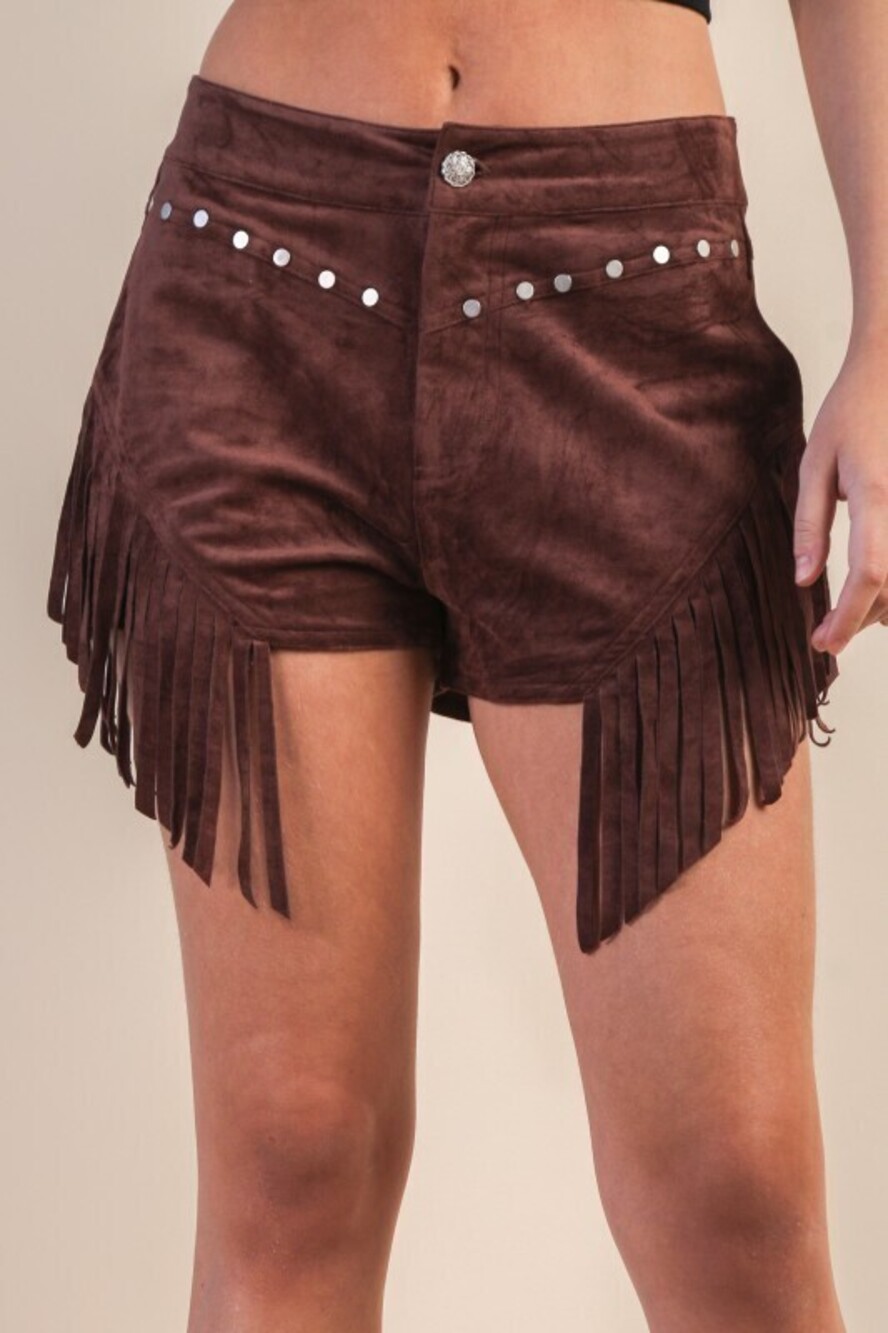 NP70906 Very J Fringe Detail Suede Western Shorts Various Sizes
